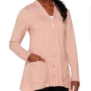 NWT LOGO Lounge French Terry Cardigan in Blush
